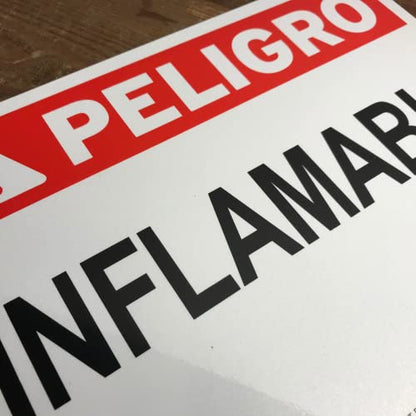 TRADESAFE Danger Flammable Sign - Peligro Inflamable Wall Sign, Quick Install Aluminum Safety Sign, Light Reflective, UV-Resistant, Waterproof, 14” X 10” Fire Danger Signs For Business - style: Peligro Inflamable