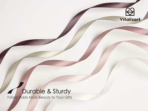 Vitalizart Nude & Pink Ribbons for Crafts 3/8" x 50Yds Double-Faced Satin - color: Nude & Pink