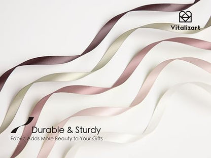 Vitalizart Nude & Pink Ribbons for Crafts 3/8" x 50Yds Double-Faced Satin - color: Nude & Pink
