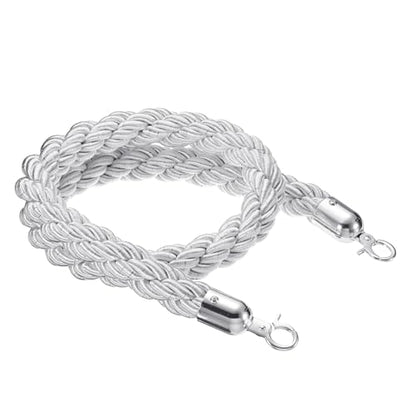 PATIKIL Stanchion Rope, 1.2m/3.9Ft Barrier Rope Twisted Post Ropes for Posts Stands Queue Divider Crowd Control of Hotel, White Silver - color: White, Silver, size: 3.9Ft