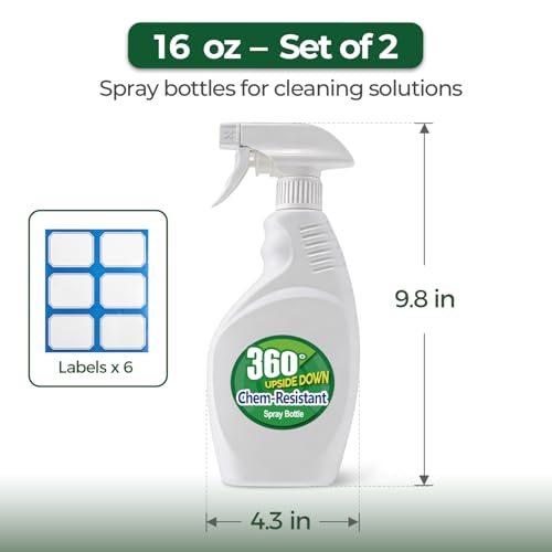 T4U Spray Bottles for Cleaning 16 oz 2 Pack, Empty Mist Sprayers - size: 16 OZ, 2 Pack