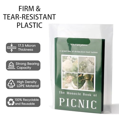 HOIIOH 100 Pack 12x15 Inch Clear Plastic Bags with Handles - color: 100 Pack 12"x15" Clear Plastic Bags