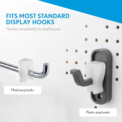 Clip Strip Inventory Control Clips, 100 Pack, Peg Hook Product Stoppers, Fit .15" to .25" Diam. Plastic or Metal Hooks, Inexpensive Product Display Control, Pegboard Accessories, Corp.
