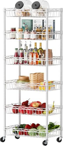 SINGAYE 6 Tier Shelf Wire Shelving Adjustable Storage Shelves Basket Rack - color: White, size: 6-Tier[17"Dx12"Wx63"H]