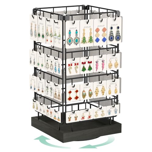 EsLuker.ly Rotating Earring Display Holder Stand for Vendors Selling, Black - color: Black+Black