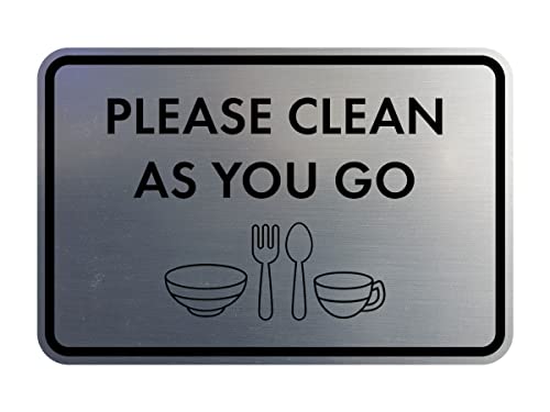 Classic Framed Please Clean As You Go Sign (Brushed Silver) - Small - color: Brushed Silver, size: Small (4" x 6")