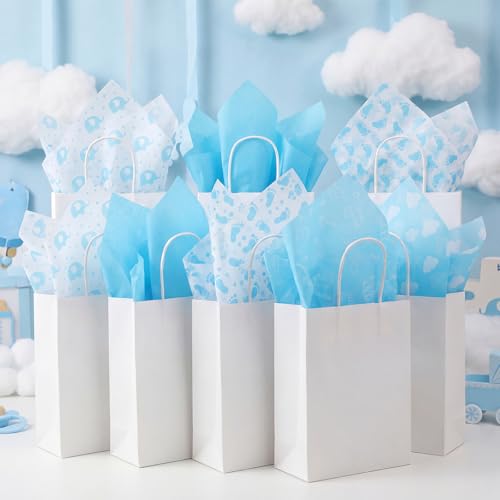 woric 120 Sheets Baby Tissue Paper Bulk 20 x 14 Inch - color: Blue Baby Shower
