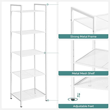 SONGMICS 5-Tier Storage Rack, Bathroom Shelf, Extendable Plant Stand - color: White, size: 5 Tiers
