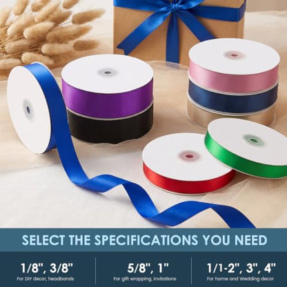 KMER LIFE 3/8" x 100 Yards Green Satin Ribbon Crafts Gift Wrapping - color: Green, size: 3/8" x 100 Yards
