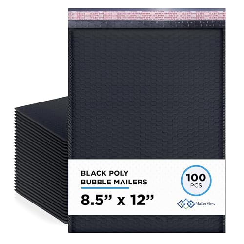 Black Bubble Mailers 8.5x12, Self Seal Poly Padded Envelopes #2, 100 Pack - color: Black, size: 8.5"x12" / 100 Pack