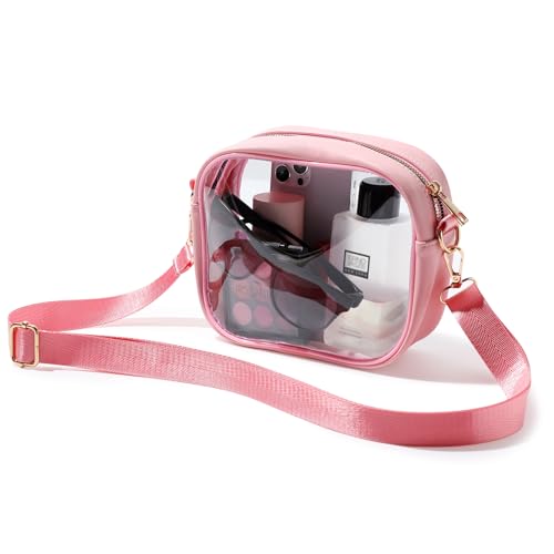 TOBVZOO Clear Bag Stadium Approved, Crossbody Transparent Bag for Concerts Sports Events, Purses for Men & Women - color: Pink