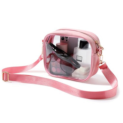 TOBVZOO Clear Bag Stadium Approved, Crossbody Transparent Bag for Concerts Sports Events, Purses for Men & Women - color: Pink