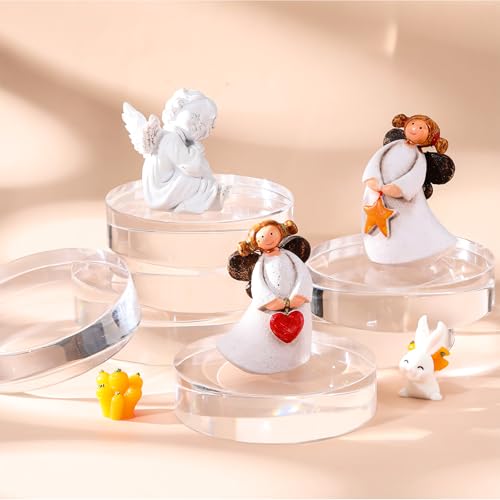 Remerry Acrylic Round Block Display, 8 Pcs, 4 x 4 x 1 Inches - size: 4 x 4 x 1 Inches