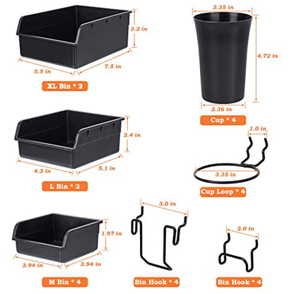 Pegboard Bins And Cups, 12 Pack Peg Board Hardware Nail and Screw Organizer