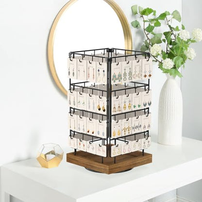 EsLuker.ly Rotating Earring Display Holder Stand for Vendors Selling, Brown - color: Brown+Black