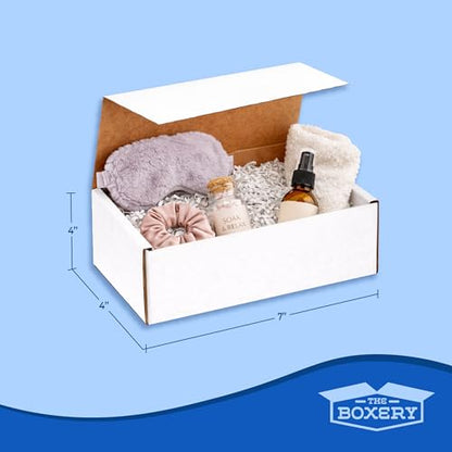 The Boxery Corrugated Mailers White Tuck Shipping Boxes (7x4x4) - size: 7x4x4