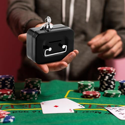 Reallnaive Metal Box for Gambler with 2 Keys Portable Safe Casino Pocket Sized Casino Cash Drop Box Metal Bank Stops the Addictive Urge
