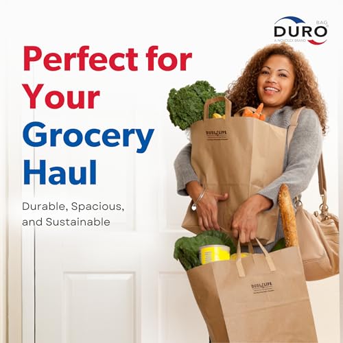 DURO 18072 70# Brown Grocery Bags with Handles, 12 x 7 x 14 In, 50 Ct - size: 1 Count (Pack of 50)