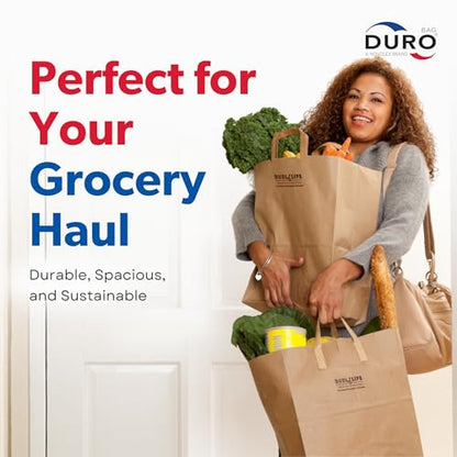 DURO 18072 70# Brown Grocery Bags with Handles, 12 x 7 x 14 In, 50 Ct - size: 1 Count (Pack of 50)