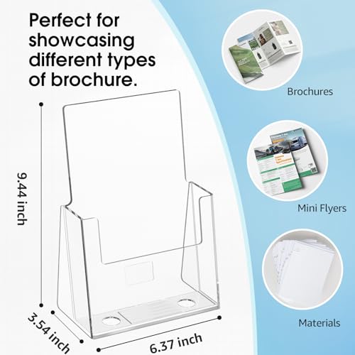 MaxGear Acrylic Brochure Holder, 6 x 9 Inch Countertop Display, 2 Pack - size: 6"x9"-Square Corner Version
