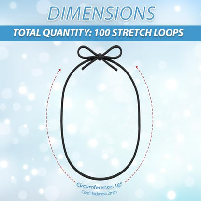 Mandala Crafts 16 Inch Black Pre-Tied Stretch Loops for Gift Wrapping - color: Black, size: 16 Inches