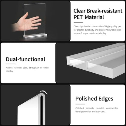 5x7 Acrylic Sign Holder for Table Top, Poster Holder, QR Code Stand Sign Holder(3pack) - size: 3 pack 5*7"