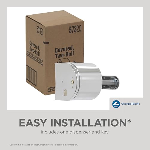 2-Roll Side-By-Side Covered Toilet Paper Dispenser by GP PRO (Georgia-Pacific), Key Lock, Chrome, 57320, 10.000" W x 6.250" D x 6.000" H, 1 Dispenser Per Case