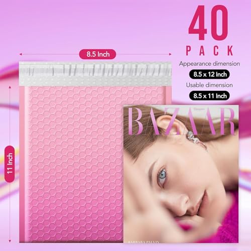 Fuxury 40 Pack Thick Bubble Mailers 8.5x12 Gradient Pink Bubble Envelopes - color: Gradient Pink, size: 8.5x12" 40PC