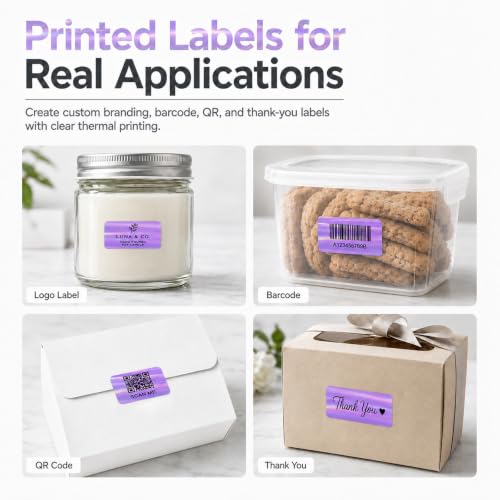 Holographic Purple Thermal Label 1 × 2 Inch Vinyl Sticker 200 PCS - color: Holographic Purple, size: 1 × 2 Inch