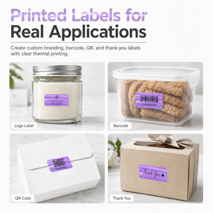 Holographic Purple Thermal Label 1 × 2 Inch Vinyl Sticker 200 PCS - color: Holographic Purple, size: 1 × 2 Inch