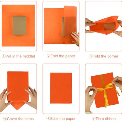 NEBURORA 108 Sheets Fall Tissue Paper Set Thanksgivings Gift Wrapping Paper - color: Orange,Brown,Yellow