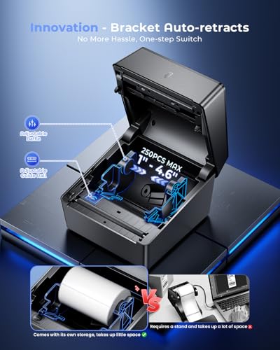 Phomemo Shipping Label Printer with Touchable Screen & Built-in Label Bin - color: Grey