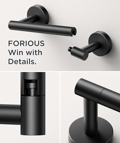 FORIOUS Commercial Toilet Paper Holder Wall Mount Bathroom Tissue Holder - color: Matte Black
