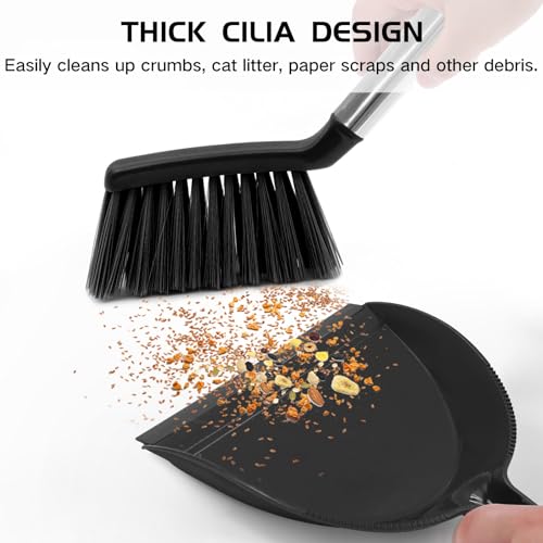 NACENA Mini Broom and Dustpan Set, Small Dust Pan and Brush Set, Black - color: Black, size: 1 Pack