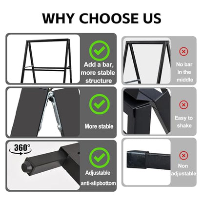 USCNC 3 PACK 24 x 36 Inch A Frame Sign Double-Sided Folding Sandwich Board Heavy Duty Slide-in Sidewalk Signboard for Outdoor Street Advertising Poster(Frame only，No white board) - color: Black-3PACK Double-Sided