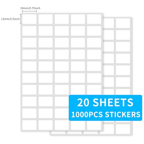 Multi-Use Removable Labels, 1/2" x 3/4",1000 PCS Blank Labels Total,Water/Oil/Tear Resistant/Ink Won't Smudge No Residue - size: 0.5×0.75 inch