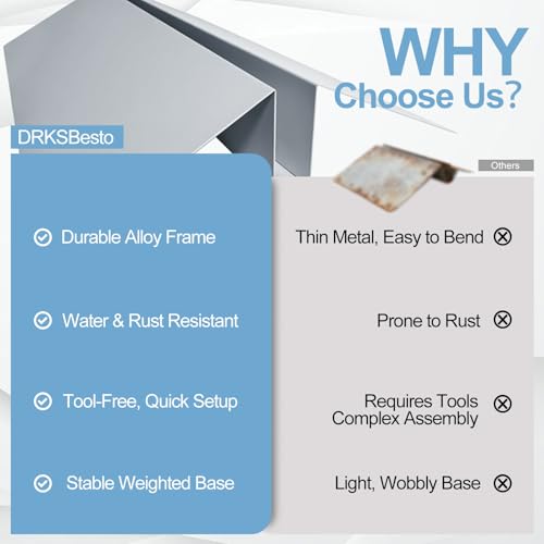 2 Pcs Metal Floor Sign Stand Holder, Adjustable Foam Board Stand Base Fits 24" Wide Board up to 72" Tall, Compatible with Composite Foam Board and Acrylic Glass Signs - Base Only