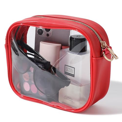 TOBVZOO Clear Bag Stadium Approved, Crossbody Transparent Bag for Concerts Sports Events, Purses for Men & Women - color: Red