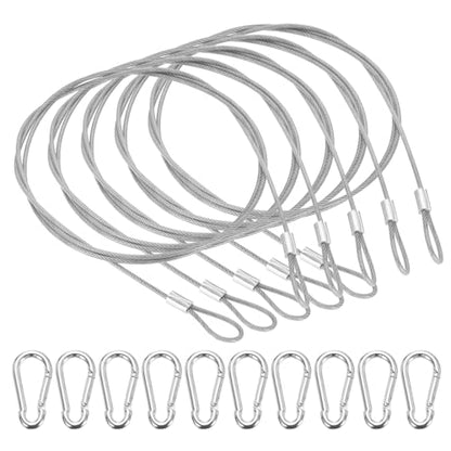 PATIKIL 40" Safety Cable Lock Security Wire Ropes w 10 Spring Buckle 5Pcs - color: Clear, size: 40 Inch
