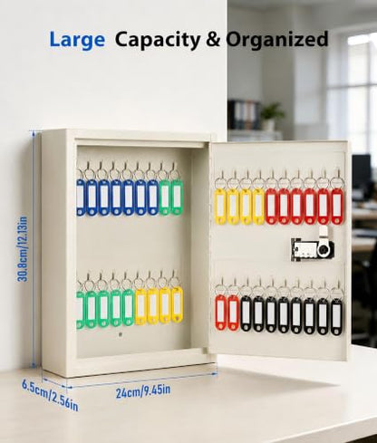 KYODOLED Key Box, 40-Key Lock Box with Combination Lock, Wall Mount, White - color: White-01