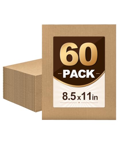 Magicheap 60 Pack Corrugated Cardboard Sheets, 8.5in x 11in