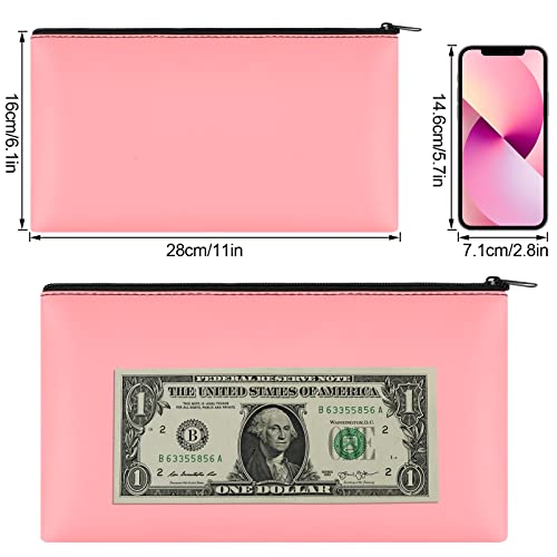 2 Pieces Money Bags with Zipper, 11x6.1 inch Money Pouch, Bank Bag, Cash Bag, Check Wallet, Cosmetics(pink) - color: Pink, size: 2 Pieces