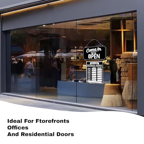 Business Hours Sign with Open Closed Sign for Business Store Hours Sign for Glass Door Window with Vinyl Stickers for Office Restaurant Retail Store Salon Gymnastics Studio 12 x 8 in
