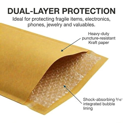 BOX USA 8 1/2 x 12" Kraft Bubble Mailers (100-Pack) - Brown Padded Envelopes, Self-Seal Shipping Bags for Business, Heavy Duty Cushioned Mailing Envelopes for Packaging and Shipping - size: 8-1/2x12" (100-Pack)