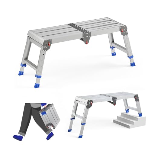 Loyoda Folding Work Platform for Adults, Portable Aluminum Step Stool 500lb - size: Medium