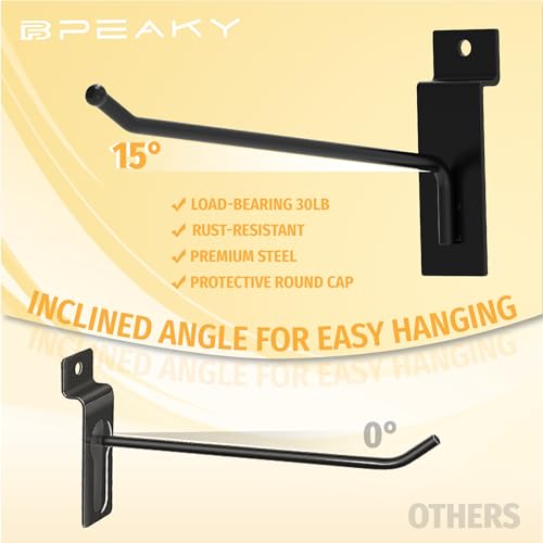 6 Inch Black Slatwall Hooks, 25PC - size: 6 Inch