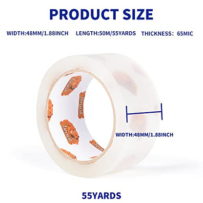 TAPEBEAR No Noise Clear Packing Tape 2.6mil x 1.88" x 55Yards - color: Clear