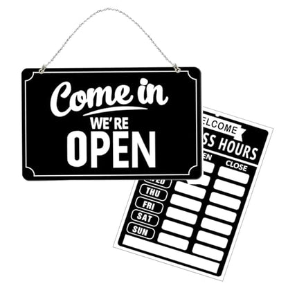 Business Hours Sign with Open Closed Sign for Business Store Hours Sign for Glass Door Window with Vinyl Stickers for Office Restaurant Retail Store Salon Gymnastics Studio 12 x 8 in