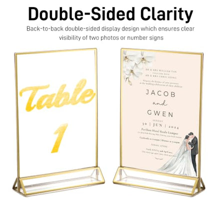 8.5x11 Acrylic Sign Holders, 6 Pack Gold Picture Frames for Table - color: Gold, size: 6 Pack 8.5X11 Inch