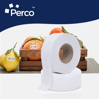 Perco 1 Line White Labels - 2,000 Blank Price and Date Gun Labels for Perco Lite, X, Plus and Pro 1 Line Price and Date Guns - 2 Rolls - Made in USA - size: 2 Rolls